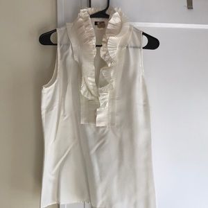 Cream ruffled silk jcrew tank